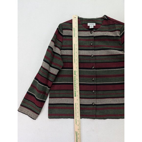 Alfred Dunner Women's Blazer Suit Jacket Size 16 Textured Red Green Stripe - Picture 8 of 12